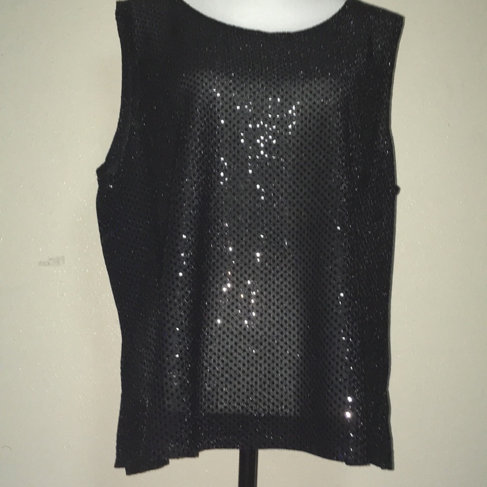 Women’s black sequins See-through top